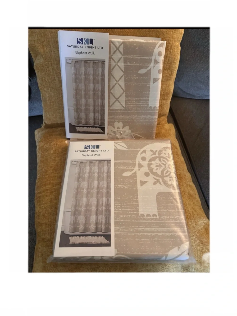 2 Count Saturday Knight LTD Elephant Walk Palm Trees Fabric Shower Curtains